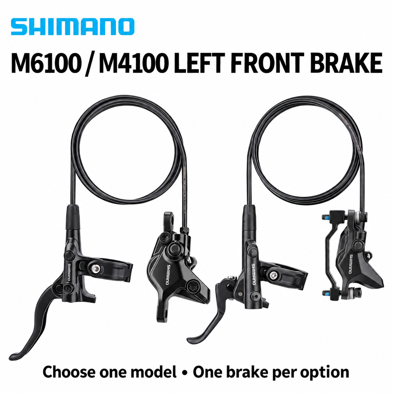 SHIMANO M4100 / M6100 Left Front Hydraulic Disc Brake, 1000mm / 950mm Hose - detail 1