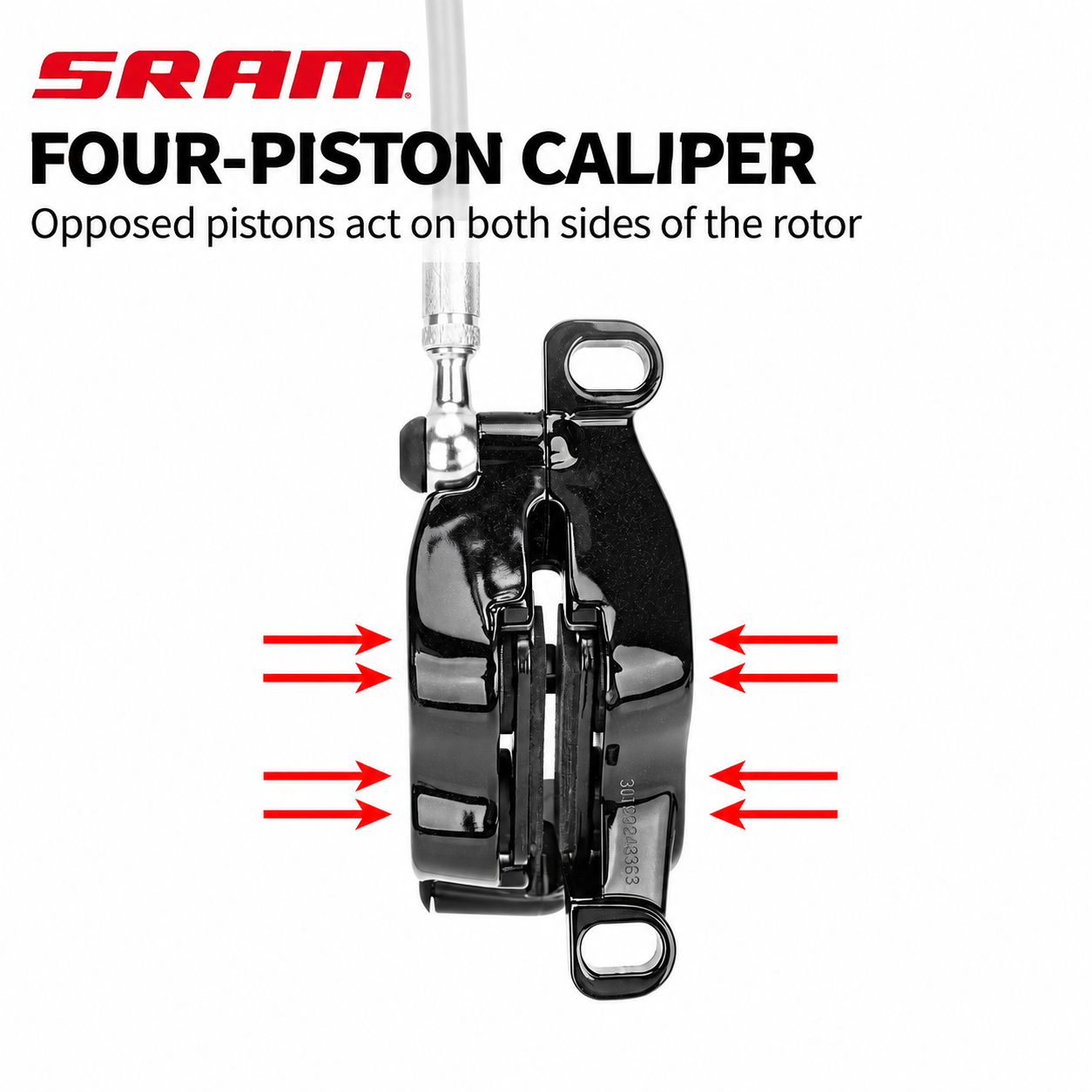 SRAM Guide T 4-Piston Hydraulic Disc Brake Pair, 850 / 1500mm Hoses - detail 2
