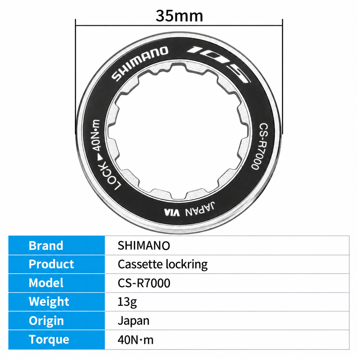 SHIMANO CS-R7000 Cassette Lockring, 35mm Bicycle Cassette Lock Ring - detail 7