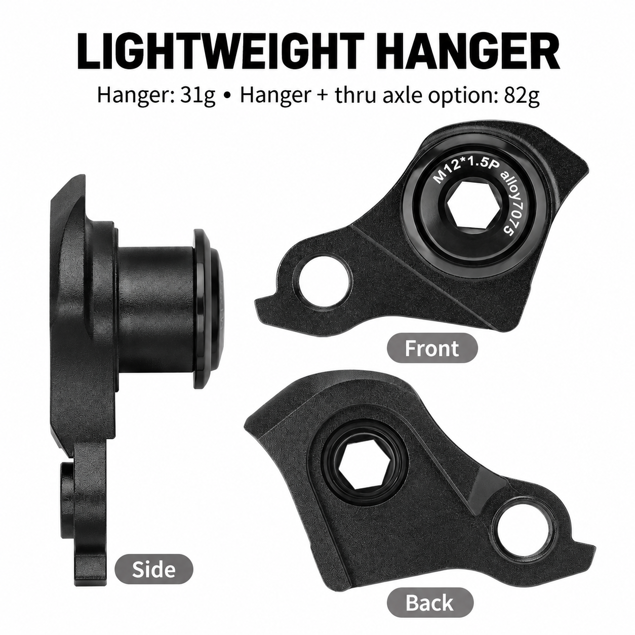 UDH-Style 7075 Aluminum Derailleur Hanger, M12 1.0 / 1.5mm Pitch or Hanger with Thru Axle - detail 14