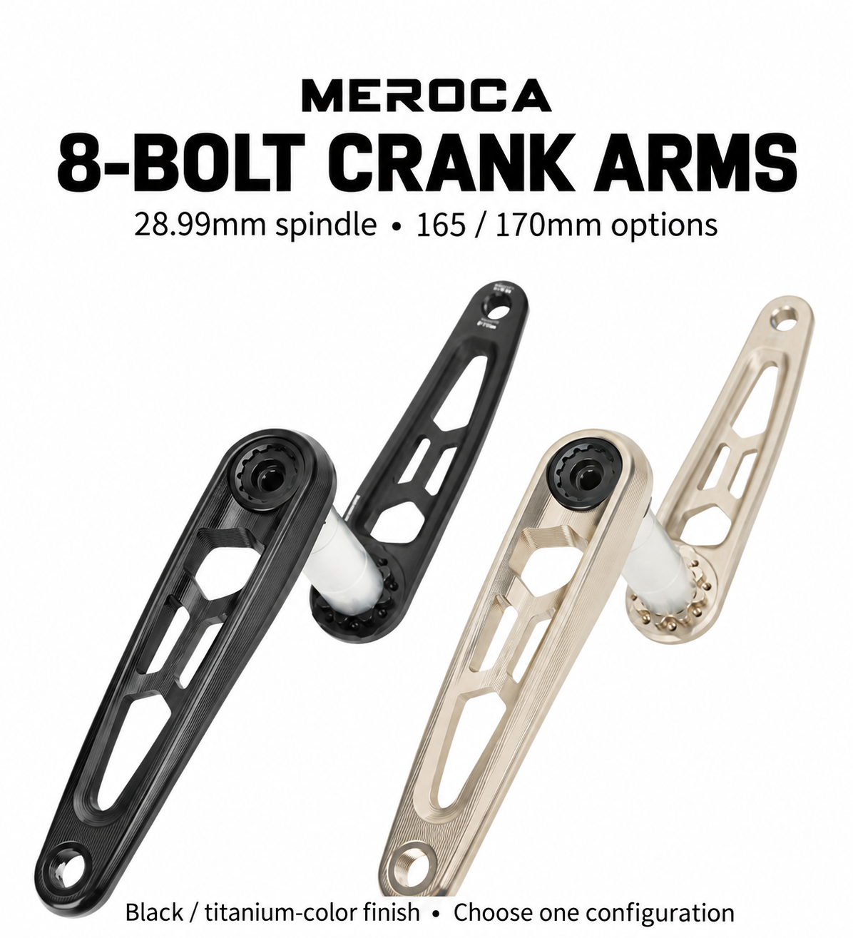 MEROCA MT-SN03-A3 8-Bolt Direct Mount Crank Arms, 165 / 170mm, 28.99mm Spindle - detail 12