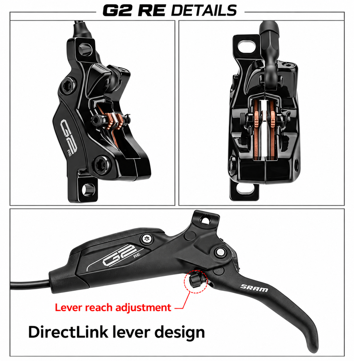 SRAM DB8 / G2 R / G2 RE 4-Piston Hydraulic Disc Brake Pair, Model and Hose Options - detail 11