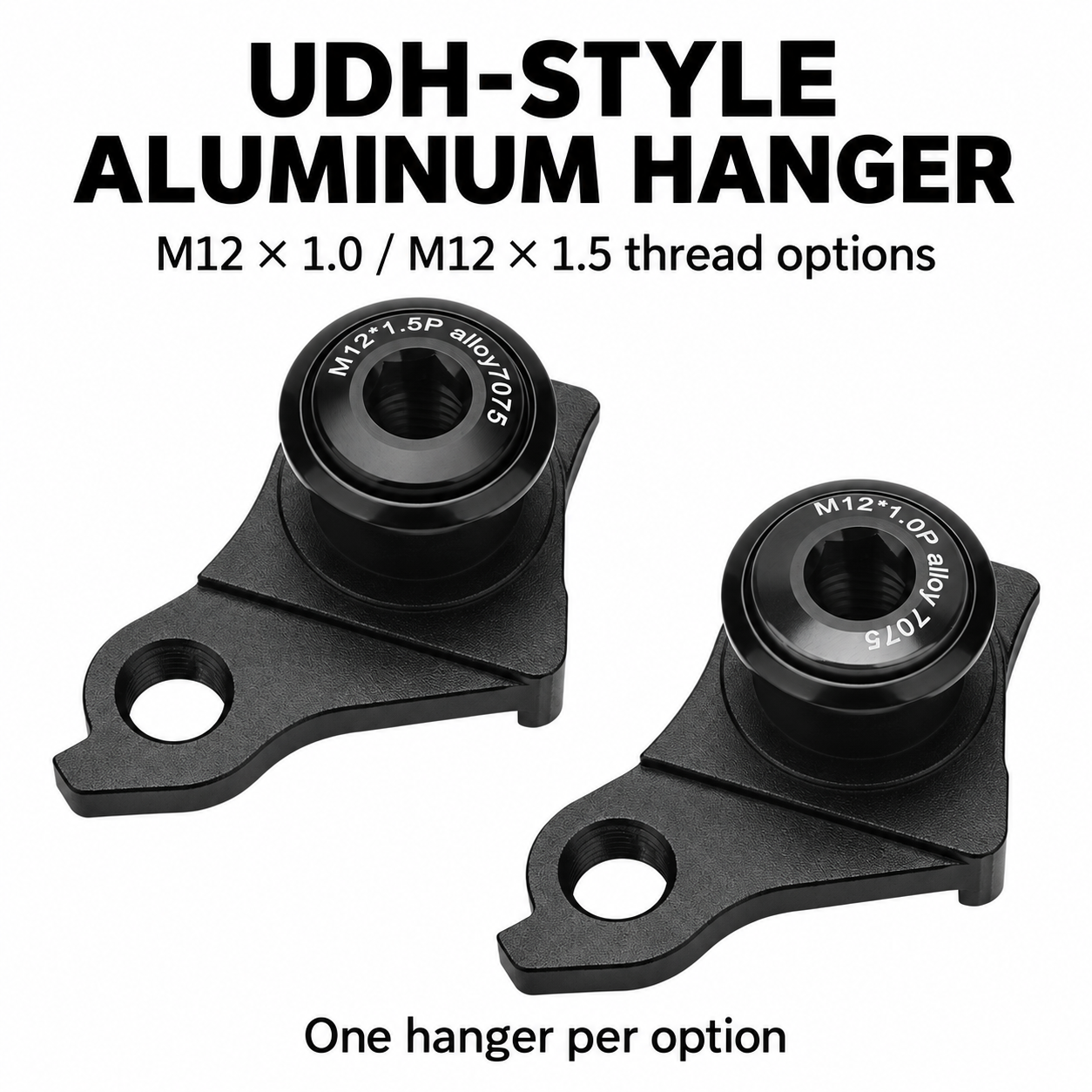 UDH-Style 7075 Aluminum Derailleur Hanger, M12 1.0 / 1.5mm Pitch or Hanger with Thru Axle - detail 1