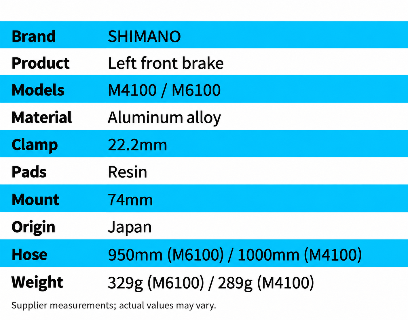 SHIMANO M4100 / M6100 Left Front Hydraulic Disc Brake, 1000mm / 950mm Hose - detail 8
