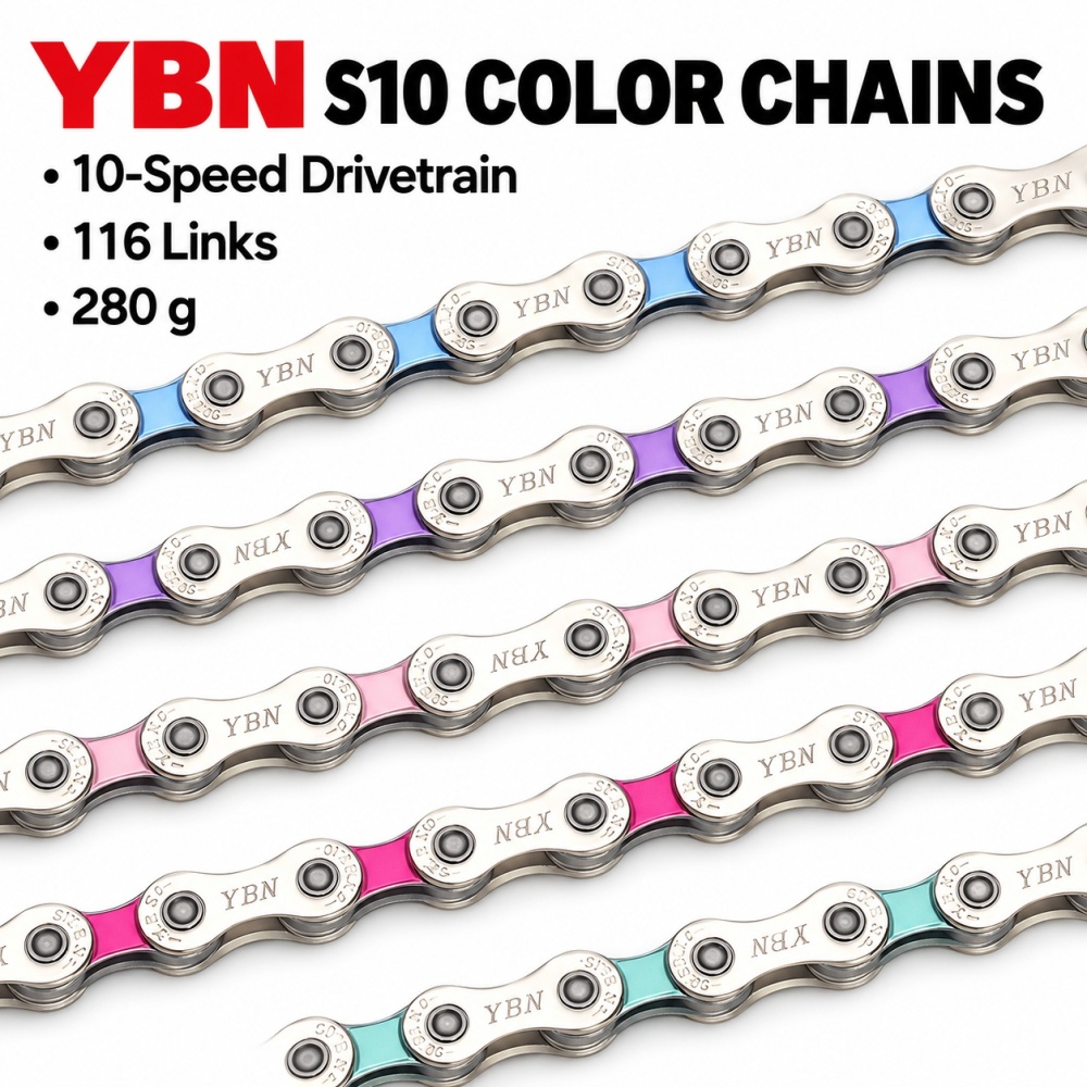 YBN SLA 10-Speed Bike Chain, 116 Links | 5 Colors road bike MTB folding bike chain