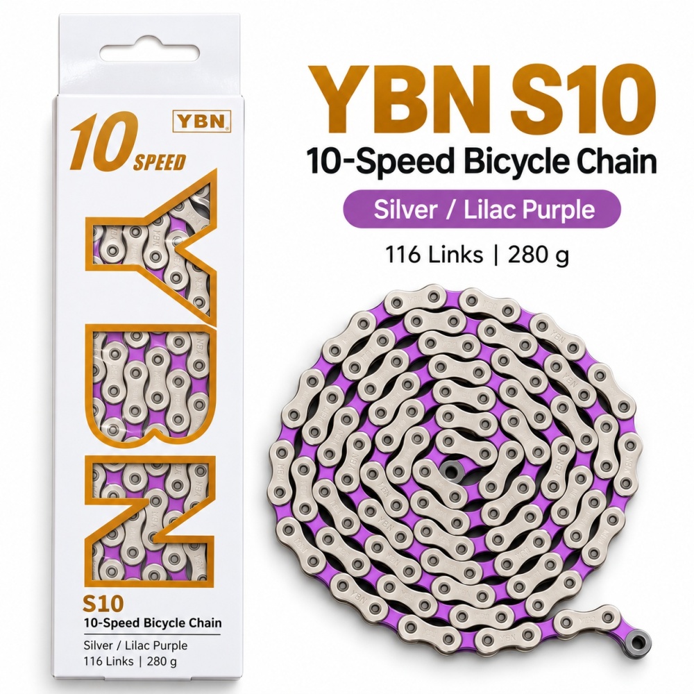 YBN SLA 10-Speed Bike Chain, 116 Links | 5 Colors road bike MTB folding bike chain