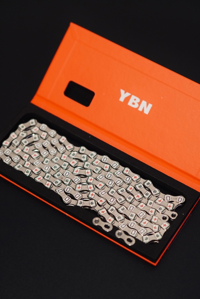 YBN Bicycle Chain 11/12 Speed Mahjong Pattern Bike Chain Compatible with Shimano SRAM MTB Road Gravel, Silver Black