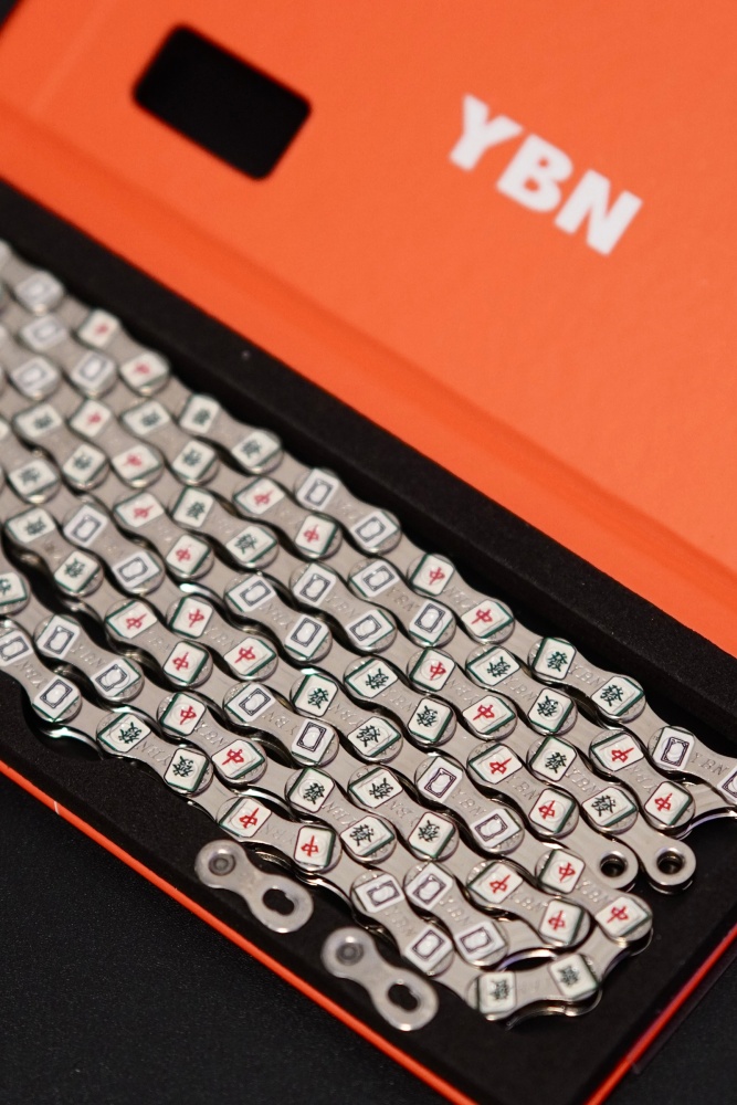 YBN Bicycle Chain 11/12 Speed Mahjong Pattern Bike Chain Compatible with Shimano SRAM MTB Road Gravel, Silver Black