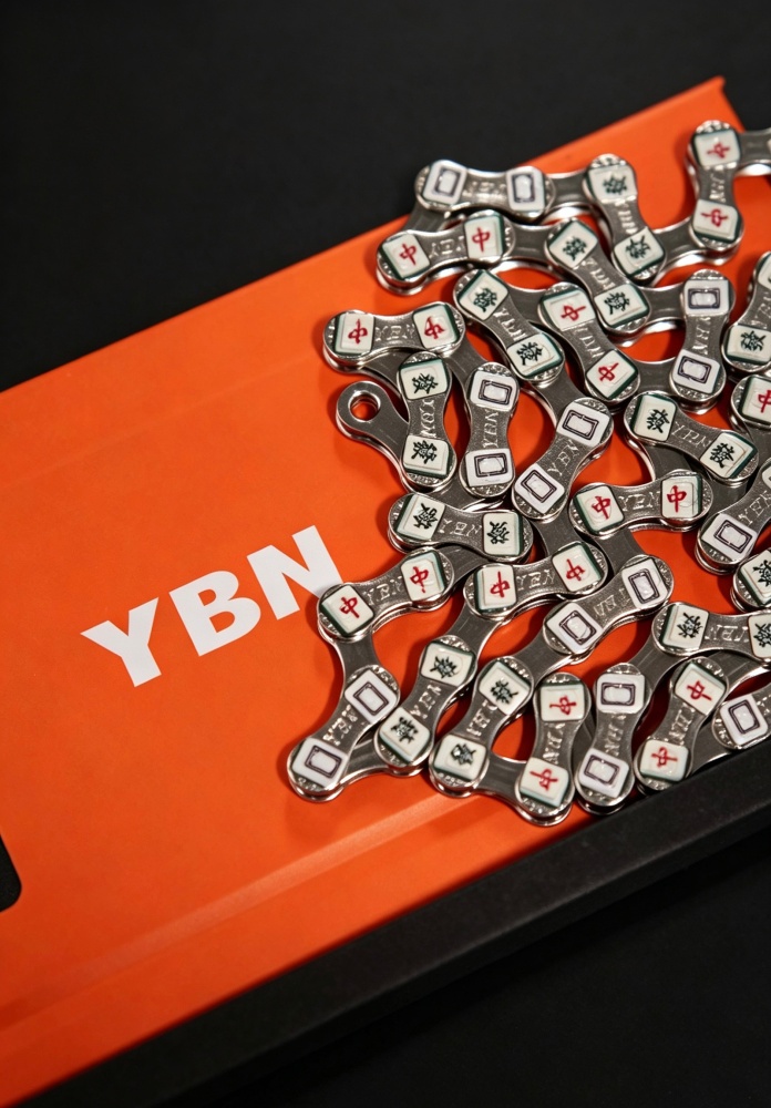 YBN Bicycle Chain 11/12 Speed Mahjong Pattern Bike Chain Compatible with Shimano SRAM MTB Road Gravel, Silver Black