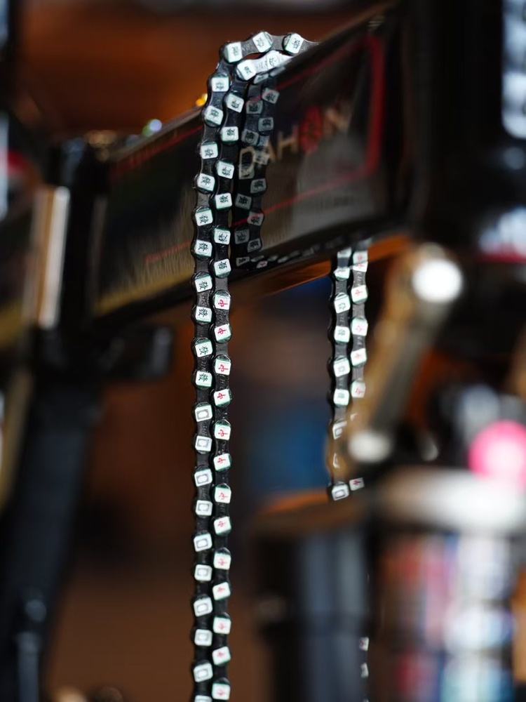 YBN Bicycle Chain 11/12 Speed Mahjong Pattern Bike Chain Compatible with Shimano SRAM MTB Road Gravel, Silver Black