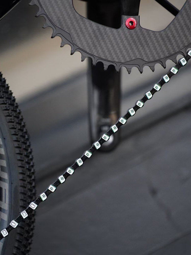 YBN Bicycle Chain 11/12 Speed Mahjong Pattern Bike Chain Compatible with Shimano SRAM MTB Road Gravel, Silver Black