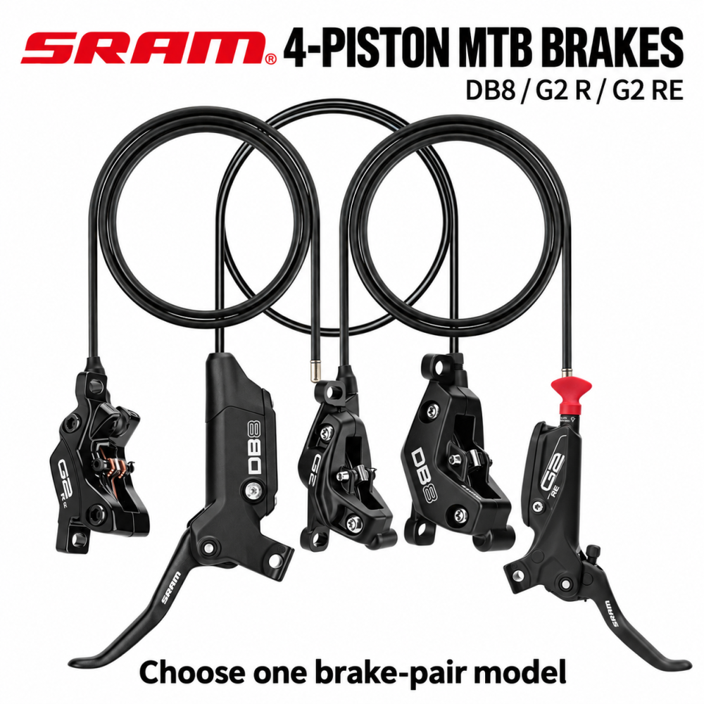 SRAM DB8 / G2 R / G2 RE 4-Piston Hydraulic Disc Brake Pair, Model and Hose Options