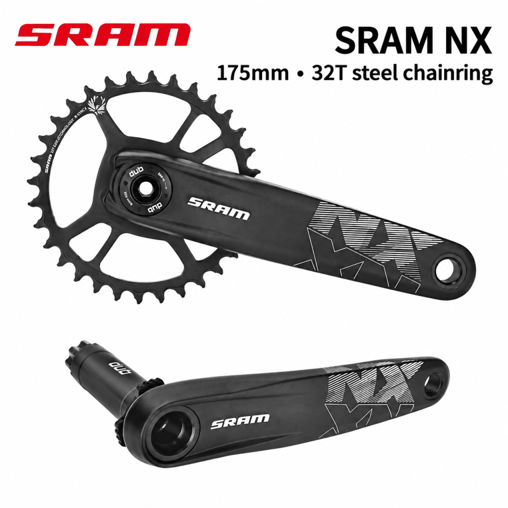 SRAM NX / X1 DUB 175mm MTB Crankset, 32T Steel or 32T / 34T Aluminum Chainring