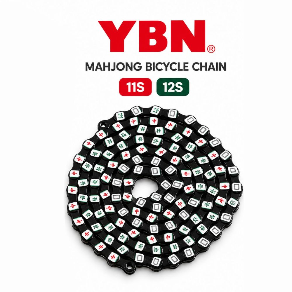 YBN Bicycle Chain 11/12 Speed Mahjong Pattern Bike Chain Compatible with Shimano SRAM MTB Road Gravel, Silver Black