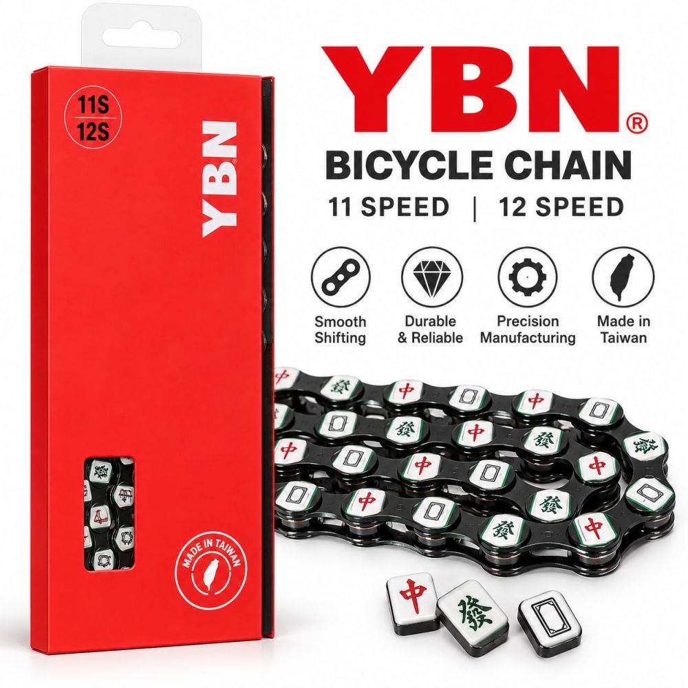 YBN Bicycle Chain 11/12 Speed Mahjong Pattern Bike Chain Compatible with Shimano SRAM MTB Road Gravel, Silver Black