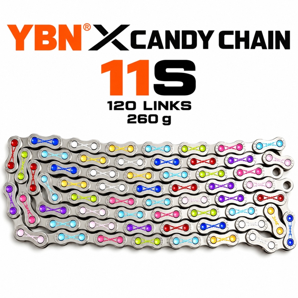YBN Bicycle Chain 11/12 Speed X candy Pattern Bike Chain Compatible with Shimano SRAM MTB Road Gravel, Silver Black