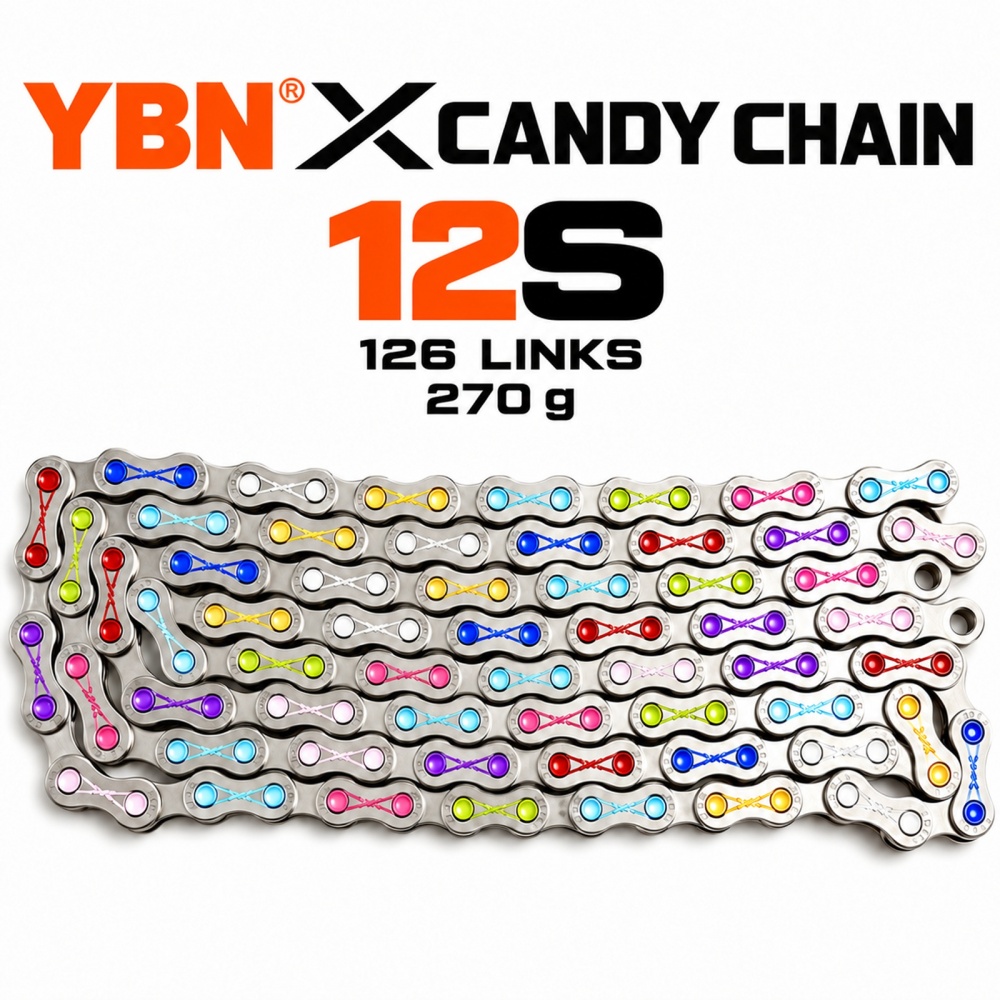YBN Bicycle Chain 11/12 Speed X candy Pattern Bike Chain Compatible with Shimano SRAM MTB Road Gravel, Silver Black