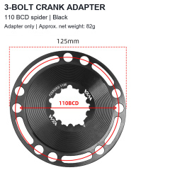 3-Bolt Crank Adapter - Black - Adapter Only