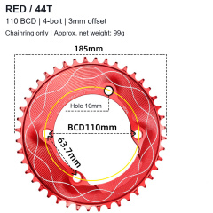 Red / 44T - Chainring Only