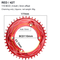 Red / 42T - Chainring Only