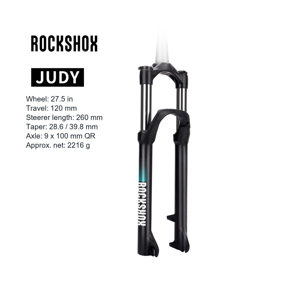 RockShox Judy 27.5in 120mm Coil Fork, 9x100mm Quick Release, Tapered Steerer, Lockout