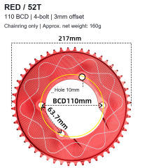 Red / 52T - Chainring Only