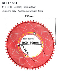 Red / 56T - Chainring Only