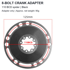 8-Bolt Crank Adapter - Black - Adapter Only