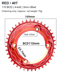 Red / 40T - Chainring Only