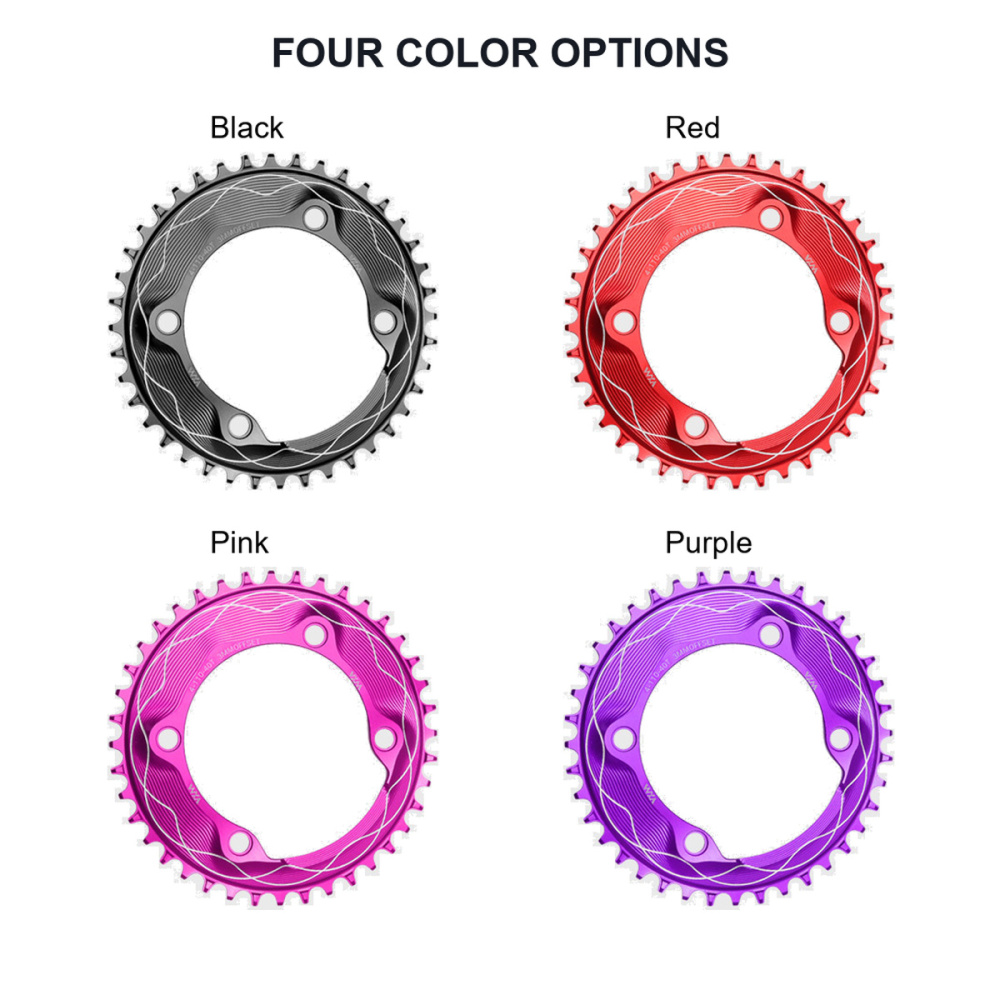 110BCD 4-Bolt Wave-Pattern Narrow-Wide Chainring, 40T-58T, 3mm Offset; 3 / 8-Bolt Adapter Options