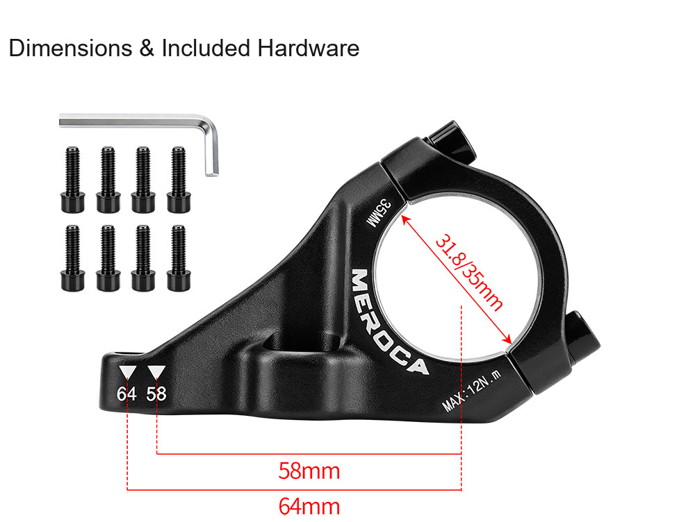 MEROCA Direct Mount MTB Stem, 31.8 / 35mm Clamp, 58 / 64mm - D02