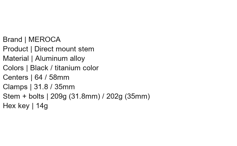MEROCA Direct Mount MTB Stem, 31.8 / 35mm Clamp, 58 / 64mm - D03