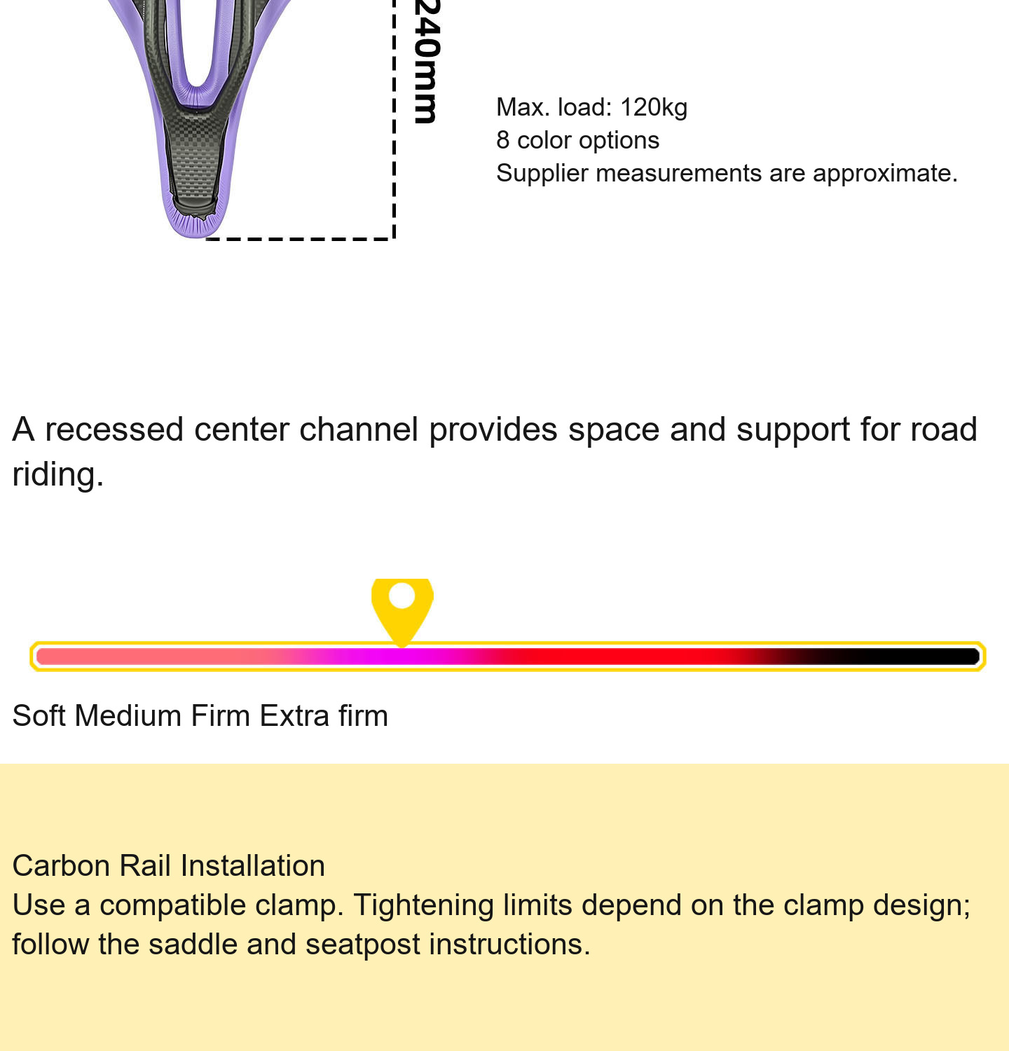 PLSELIS Short-Nose Carbon Saddle, 240 x 140mm, Carbon Rails, 8 Colors - D03