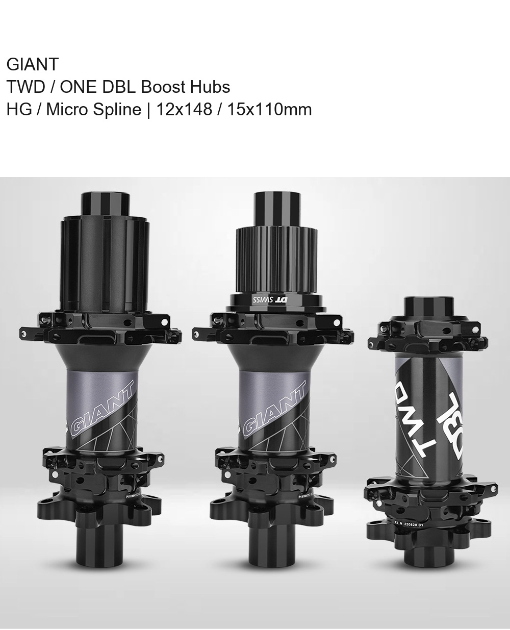 GIANT TWD / ONE DBL Boost Hubs, 28H Straight Pull, HG / Micro Spline - D01