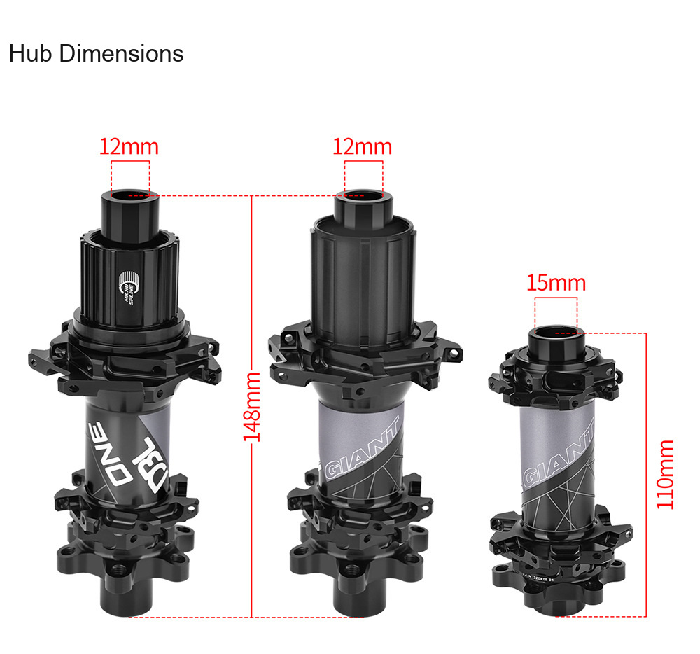 GIANT TWD / ONE DBL Boost Hubs, 28H Straight Pull, HG / Micro Spline - D02