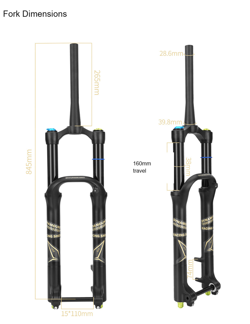 DNM FCR Dual-Air MTB Fork, 27.5 / 29in, 160mm, Boost 15x110 - D03