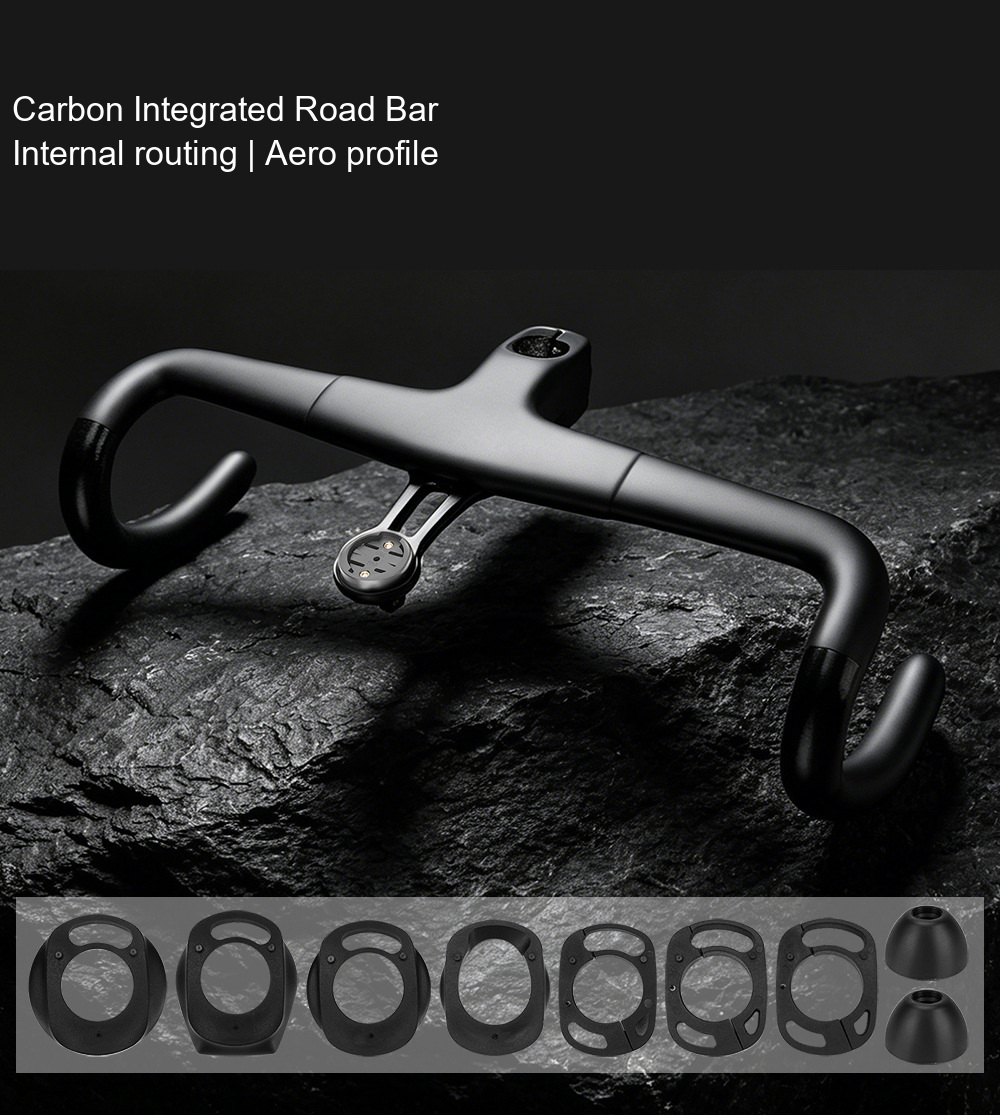 Carbon Integrated Road Handlebar with Computer Mount, Internal Routing - D01