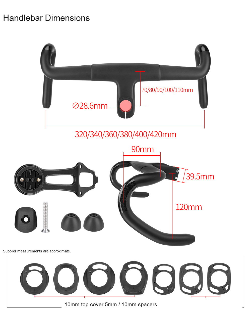 Carbon Integrated Road Handlebar with Computer Mount, Internal Routing - D02