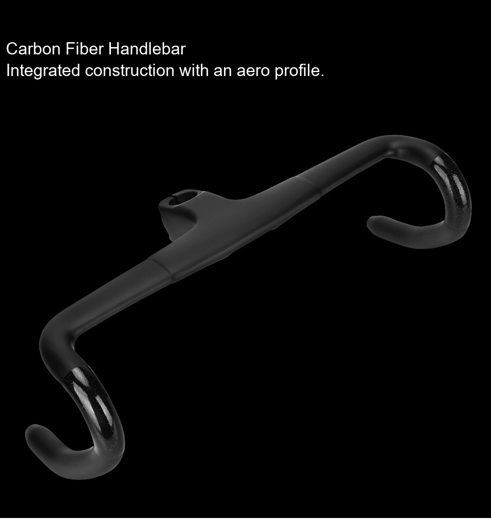 Carbon Integrated Road Handlebar with Computer Mount, Internal Routing - D04