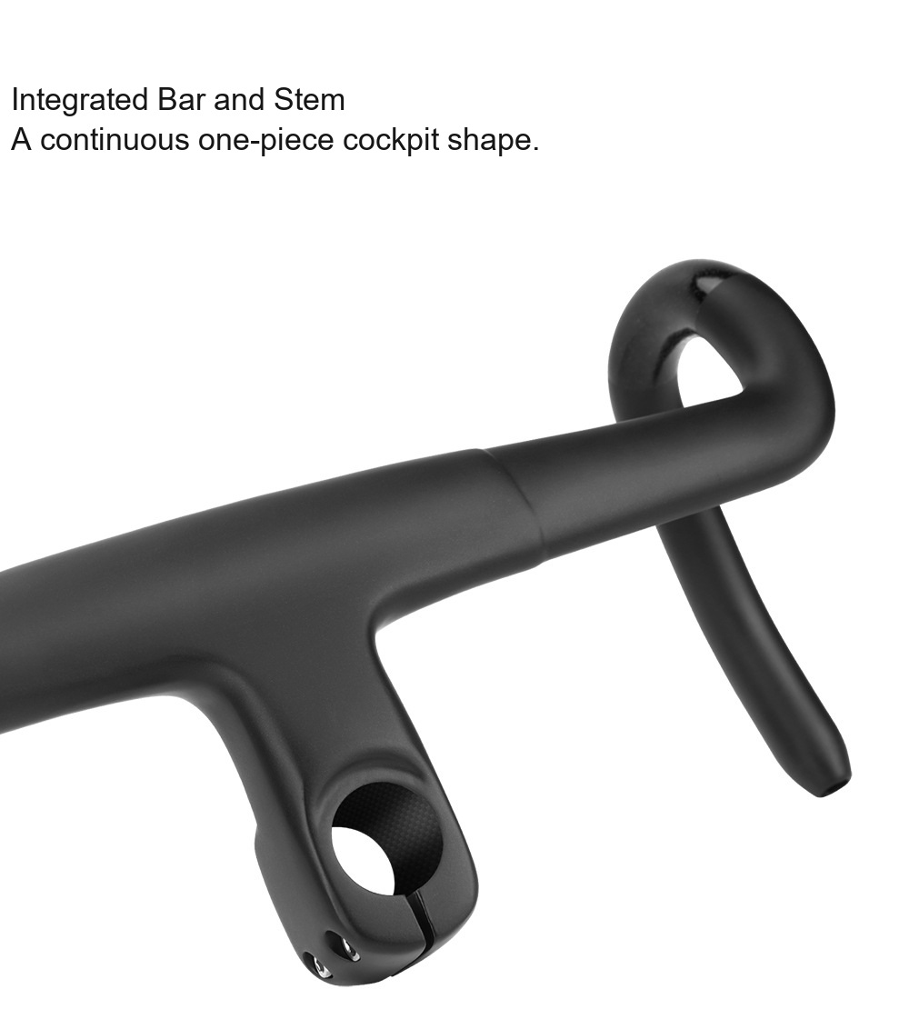 Carbon Integrated Road Handlebar with Computer Mount, Internal Routing - D07