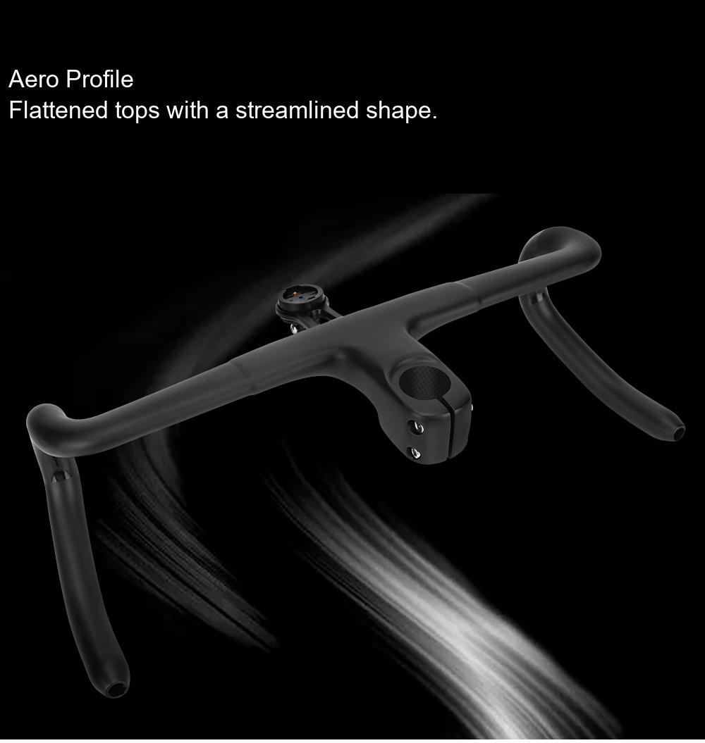 Carbon Integrated Road Handlebar with Computer Mount, Internal Routing - D08