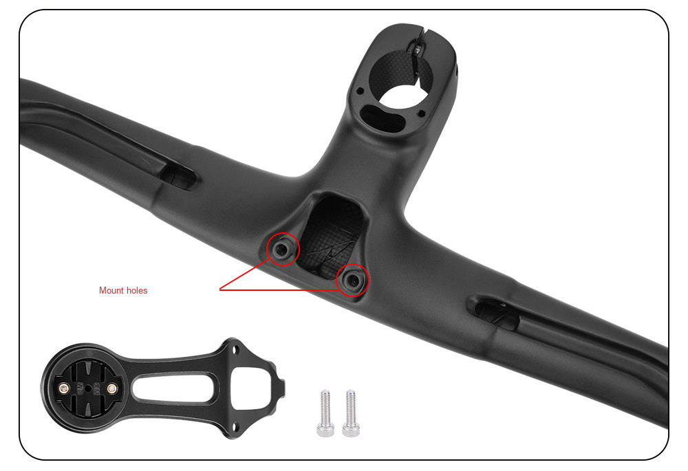 Carbon Integrated Road Handlebar with Computer Mount, Internal Routing - D10