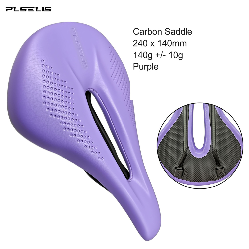 PLSELIS Short-Nose Carbon Saddle, 240 x 140mm, Carbon Rails, 8 Colors