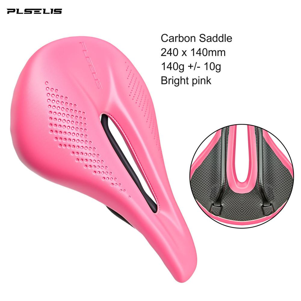 PLSELIS Short-Nose Carbon Saddle, 240 x 140mm, Carbon Rails, 8 Colors