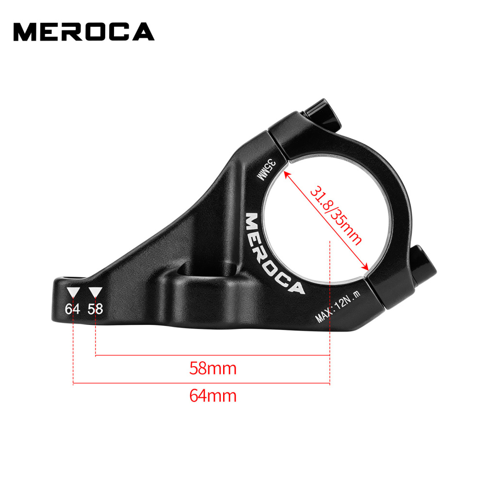 MEROCA Direct Mount MTB Stem, 31.8 / 35mm Clamp, 58 / 64mm