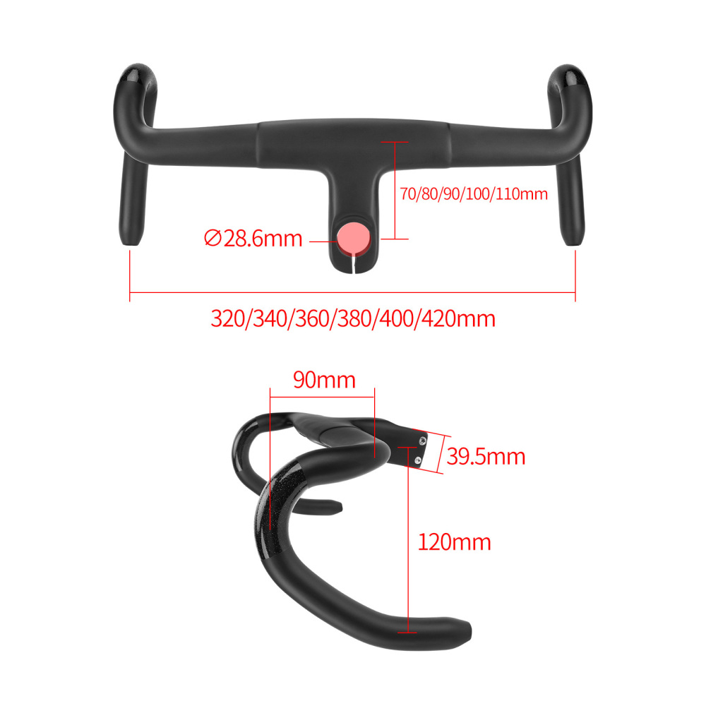 Carbon Integrated Road Handlebar with Computer Mount, Internal Routing