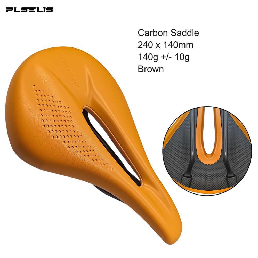 PLSELIS Short-Nose Carbon Saddle, 240 x 140mm, Carbon Rails, 8 Colors