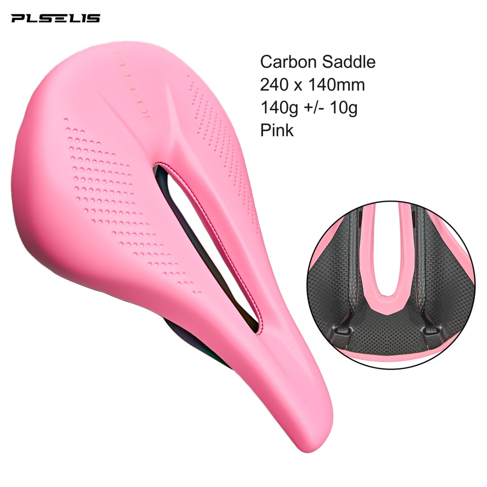 PLSELIS Short-Nose Carbon Saddle, 240 x 140mm, Carbon Rails, 8 Colors