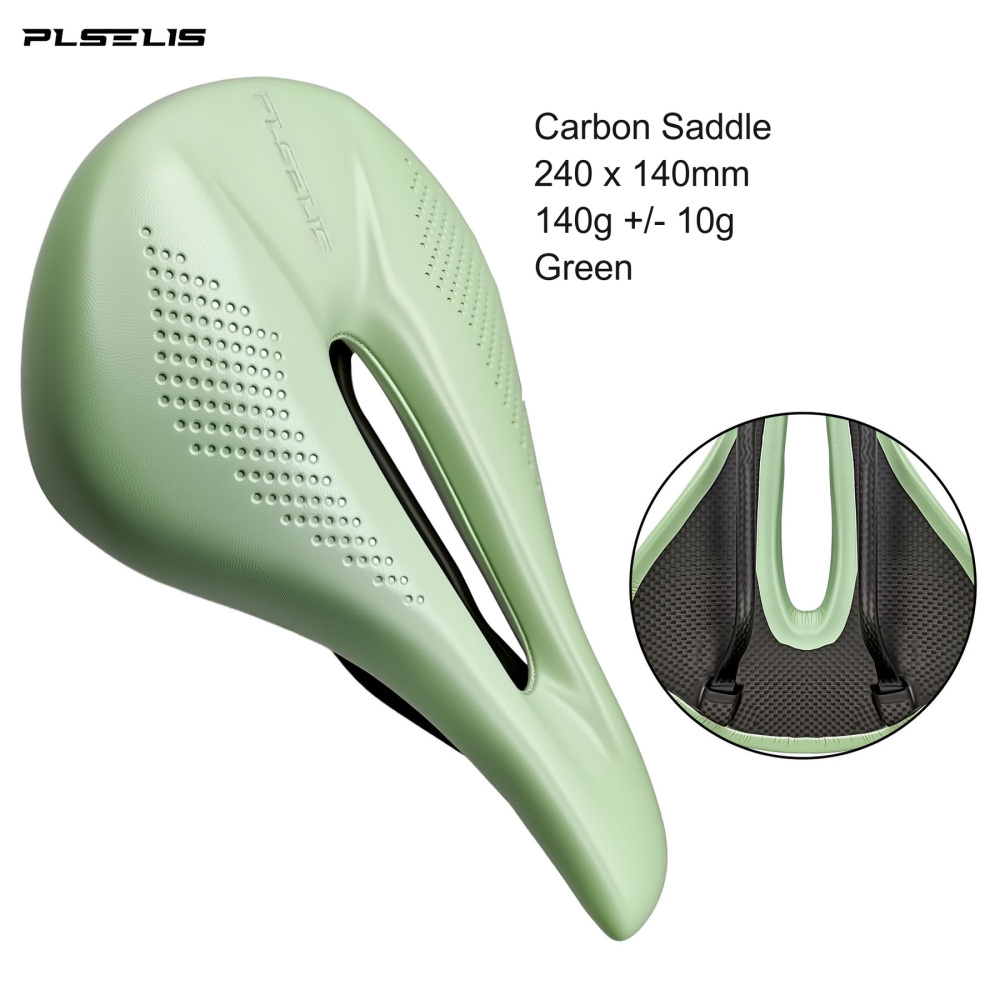 PLSELIS Short-Nose Carbon Saddle, 240 x 140mm, Carbon Rails, 8 Colors