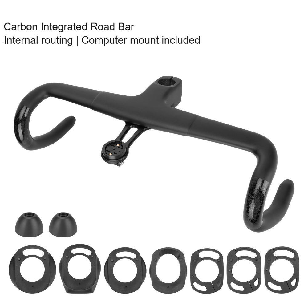 Carbon Integrated Road Handlebar with Computer Mount, Internal Routing